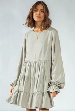 Girl And The Sun X Kayla Gane Hydra Dress Womens 6 Linen Blend Whisper Green